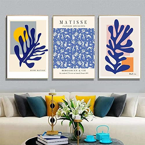 Dittelle französisches Henri Matisse-Leinwandgemälde, Poster, Druck, Wandkunst, Bild für Wohnzimmer, Heimdekoration, 50 x 70 cm, 3 Stück, rahmenlos, 50x70cm-3Pieces