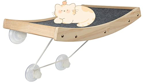 Hamac pour Chat Fenêtre - Lit Bois Perchoir de Fenêtre avec Ventouses Puissante Support Sécurisé Jusqu'à 18kg