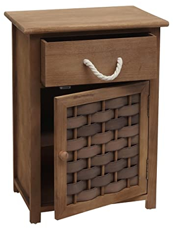 Mendler Kommode HWC-K83, Schrank Schubladenschrank, Holz 55x39,5x28,5cm - Dunkelbraun, Polyrattan Dunkelbraun