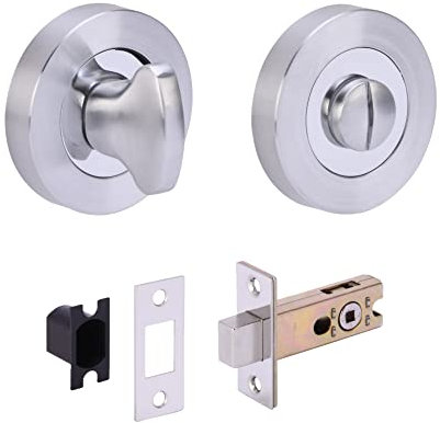 HANDLEZONE® Bathroom Toilet Door Thumb Turn and Release Deadbolt Kit - Dual Finish Polished/Satin Chrome - 65mm Bolt with 45mm Backset