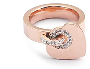 YAHOYA Love Charm Ring für Frauen - Roségold, Silber, Edelstahl - Herz Anhänger - Zirkonia - Liebe Geschenk - Schmuck Ring