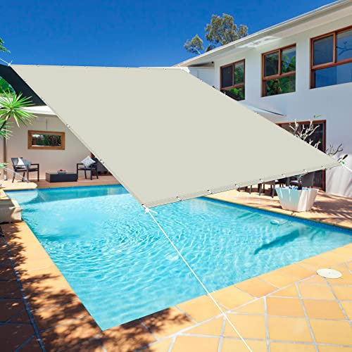 Voile D‘ombrage Rectangulaire 1.7 x 2.4 m Imperméable Terrasse et Camping Toile d'ombrage Protection des Rayons UV à 98% avec Corde pour Jardin terrasse Camping, Ivoire