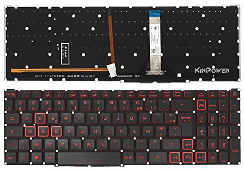 KINPOWER Clavier Azerty Français Compatible avec Acer Nitro 5 AN515-45 AN515-56 AN515-57 AN515-58 Rouge