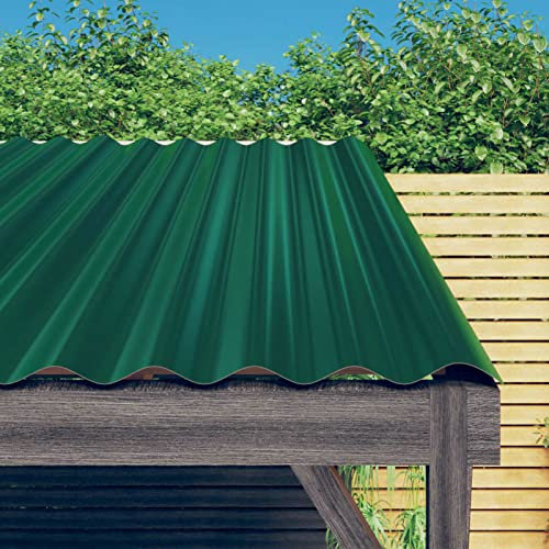 ZEYUAN Dachpaneele 12 STK Bitumenwellplatten, Wellplatten, Wellblechplatten Für Dach, Dachabdeckung, Fassadenplatten Aussen, Pulverbeschichteter Stahl Grün 100x36 cm