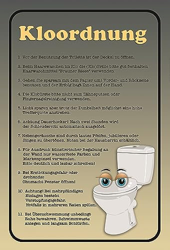 Blechschild 18x12 cm Kloordnung Toilette WC Regeln Wand Deko Bar Kneipe Sammler Geschenk