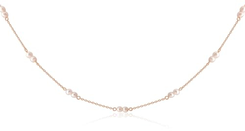 Mary & Jules Collana da donna in argento sterling 925, in argento riciclato, collana girocollo da donna con perle d'acqua dolce, lunghezza 38 + 5 cm, collana da donna con perle d'acqua dolce, S,