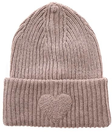Zwillingsherz Slouch-Beanie-Mütze aus Wolle - Hochwertige Strickmütze mit flauschigem Herz für Damen - Hat - OneSize - warm und weich für Frühling Herbst und Winter