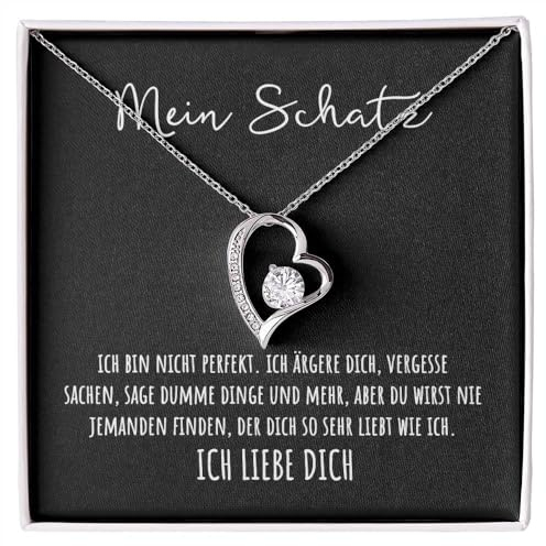 An meinen Schatz Kette mit Karte Herzkette mit LED Box und Spruch Halskette Damen Jahrestag Geschenk für Sie Frau Partnerin Freundin Verlobte Geburtstag Weihnachten (Standard Box - Herz V11)