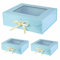 PLINJOY Extra große blaue Geschenkbox für Geschenke mit Band, 48,3 x 40,6 x 15,2 cm, transparente Geschenkbox mit Fenster, Magnetverschluss, Geschenkboxen mit Deckel, 3 Stück