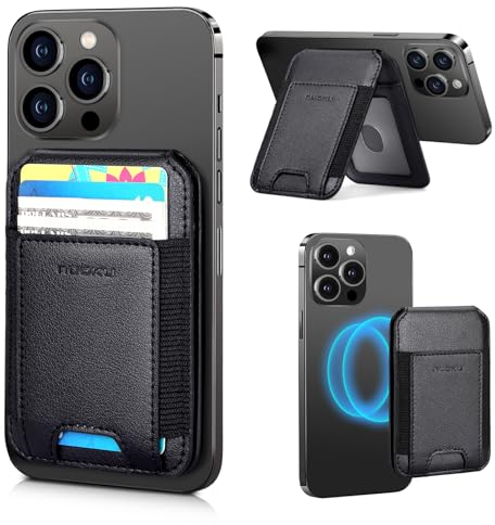 nuoku Leder Wallet für Magsafe, Kompatibel mit Magsafe Kartenhalter für iPhone 15/14/13/12 Serien, Nicht kompatibel mit 13 mini/12 Mini, Maximal passen 8 Karten