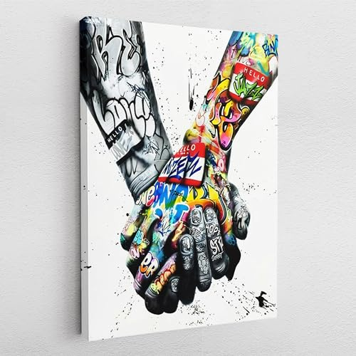 Leinwand Pop Art Graffiti Tattoo Arm Love Street-Art Wand Abstrakt Wandbilder Wohnzimmer Schlafzimmer Büro Wanddekoration Deko XXL günstig (Leinwand, 100x75 cm)