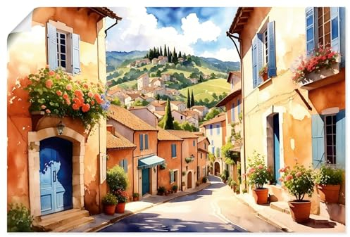 ARTLAND Wanddeko Poster & Kunstdrucke Wandposter 60x40 cm Mediterrane Deko Stadt Idyll Landschaften Sizilien Sonne Sommer Bella Italien U5CW