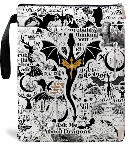 Maydvdv Romantasy Dark Academia Dragons Buchhülle, Fantasy-Roman-Leser-Geschenk, Buch-inspiriertes Geschenk, Taschenbuchschutz, Buchhülle, Drachenliebhaber, Buchgeschenke (Dragons Book-Beige2)