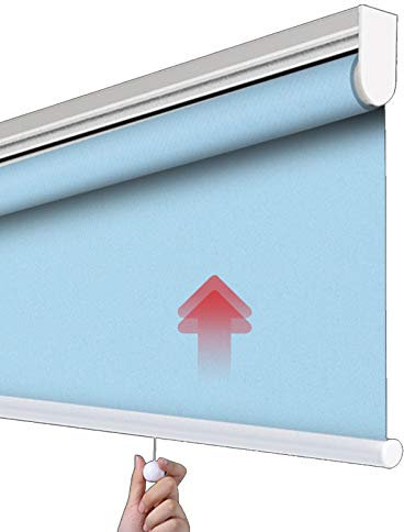 Translucent Roller Blind With Automatic Lifting Spring, Thermal Curtain Cordless Pressing And Pulling, 100% Polyester Light Filtering Vertical Lift, For Office, Kitchen (60X200Cm)
