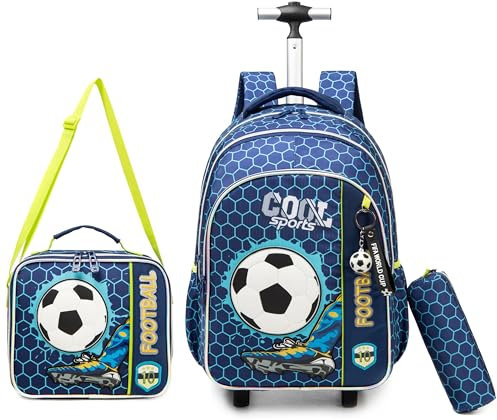 Egchescebo Sac à dos à roulettes à roulettes pour garçons 43,2 cm, Bleu-40419-zq-lg, 17, Sacs à dos de voyage