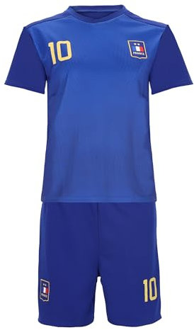 Blackshirt Company Frankreich Kinder Sport Trikot Set - Fußball WM EM Fan Zweiteiler France - Blau Größe 92-98