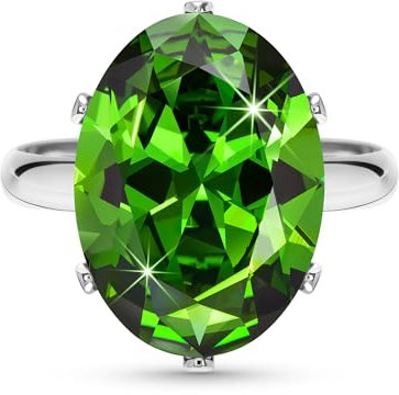 Linawe Ringe Frauen, Grün Smaragd Ringe Silber, Silver Ring Verstellbar, Grosse Groessen Moissanite Diamant Grünem Stein Fingerring Damen, Damenringe Modeschmuck Jewelry