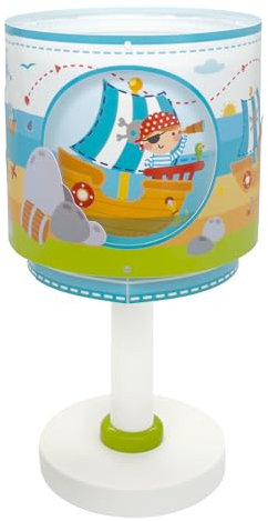 Dalber Kinder Tischlampe Nachttischlampe Pirat Insel, Blau