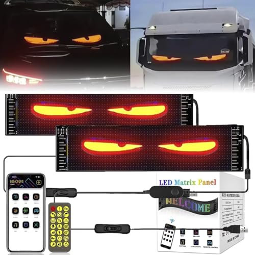 LED Augen für LKW, Flex Display Auto Augen, Devil Eyes, DIY Car Dynamic LED Smart Colorful Eye Lamp Soft Screen, USB Flexibles Bluetooth App-Steuerungsdisplay (2pcs 70 x 173mm)