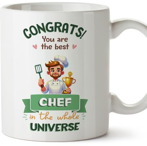 MUGFFINS Chef Man Mug - in English - Best in Universe Trophy - Funny Gift for Colleagues - Ceramic 11oz Mug