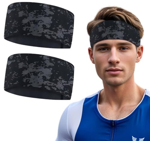 Sport Stirnband für Herren und Damen - Dünn Breit Schweißband Elastic Haarband Kopfband für Fitness, Joggen, Laufen, Rad, Wandern,Tennis und Yoga,Passt unter Helm (Farbe 1(2 Stück))