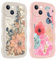 Coalbooliy 2 Pièces Coque pour Apple iPhone 13 6,1, Étui avec Aesthetic Fleur Motif Souple Silicone Vague Housse Antichoc Protection Caméra Mince TPU Cover Bumper Case pour Fille, 04
