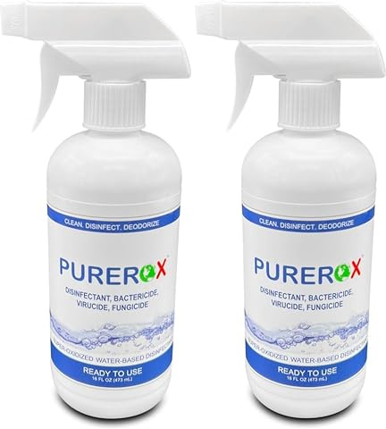PUREROX disinfectant (16oz, 2pk) Eliminate 99.9999% MRSA, Norovirus, Viruses, Fungus, Bacteria. Hospital Grade. Safe for Use Anywhere. No residue. Suitable for All Surfaces.