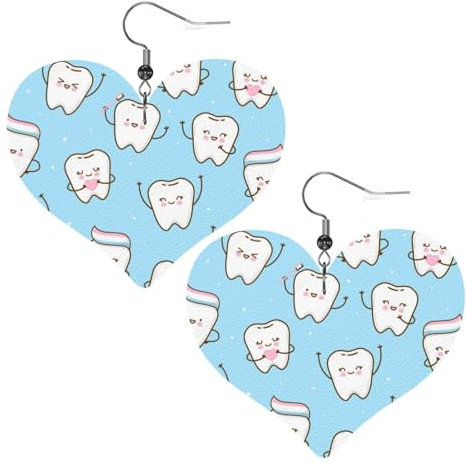 Lederohrringe, Ohrringe.Niedliche Cartoon-Zähne