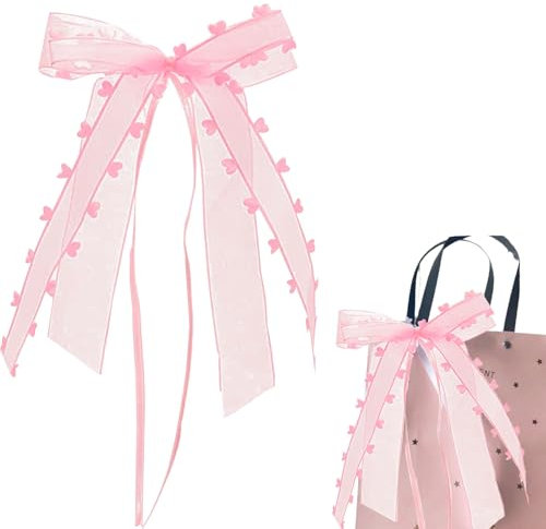 TAKUZA Lot de 20 nœuds roses en satin pour voiture, 25 x 12 cm, décoration de voiture, pour mariage, fête et anniversaire, facile à fixer au rétroviseur ou à la poignée de porte