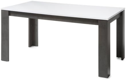 Furn.Design Esstisch in weiß Hochglanz und grau Stone, Küchentisch ausziehbar mit Einlegeplatte 158-200 x 88 cm, Briard
