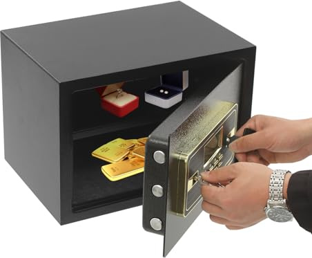 Elektronischer Tresor 35×25×25cm | Digitaler Tresor Klein Verfügt über ein Doppelschloss-Design mit 3 stromführenden Türbolzen | Wandtresor Möbeltresor | 22L Safe für Schmuck Bargeld