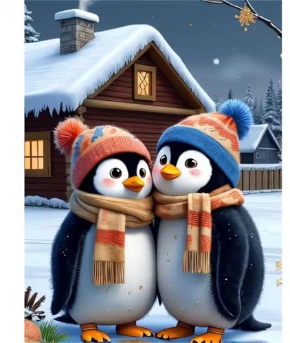 Puzzle 70 Teile Erwachsene Winter Penguin Lodge,Klassische Jigsaw Puzzles 20x15 cm,Geschicklichkeitsspiel für die Ganze Familie, Puzzle Farbenfrohes Legespiel Home Dekoration