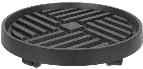 DOITOOL Plateau à Plantes sur roulettes pour Jardin et Balcon, Base Ronde 2 Noire Épaisse en Plastique Robuste, Support Mobile Stable pour Pots de Fleurs D’extérieur