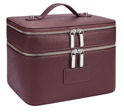 Kosmetiktasche,Kulturtasche Damen,Make up Tasche Mit Großem Fassungsvermögen und Zwei Ebenen,Reise-Kosmetiktasche Mit Fächern und Griffen