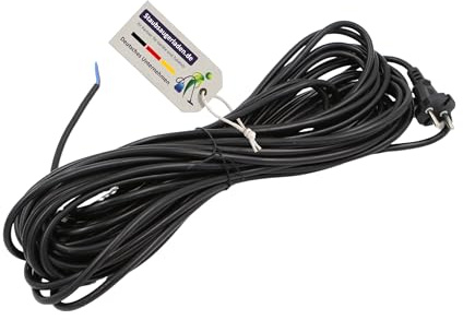 Staubsauger Stromkabel 15 m schwarz 2x1,0 mm² – Universal Ersatz-Anschlusskabel für Gewerbe & Industrie, Netzkabel kompatibel mit Sebo Kärcher Nilfisk Numatic, Makita, Metabo, Festool, Hilti UVM