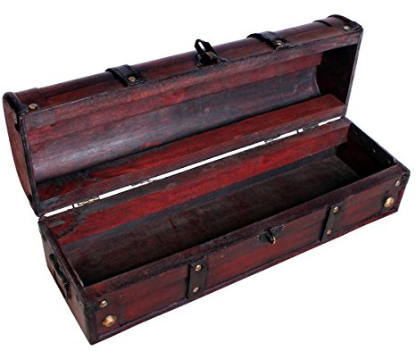 Schatztruhe Holztruhe Schatzkiste Kiste Piratenkiste mit Metallbeschlägen Antikoptik Holz Box Truhe Bar Schmuckkasten Weintruhe Aufbewahrungsbox Holz Optik Schmuckkiste Schmuckbox Grösse S SK004