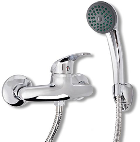 Festnight Dusche Einhebelarmatur Duschventil Duschset Wasserhahn mit Duschbrause 1,4 m Edelstahlschlauch Verchromt