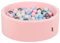 KiddyMoon Bällebad 90X30cm/300 Bälle ∅ 7Cm Bällepool Mit Bunten Bällen Für Babys Kinder Rund, Pink:Perle/Puderrosa/Babyblau/Minze/Silbern