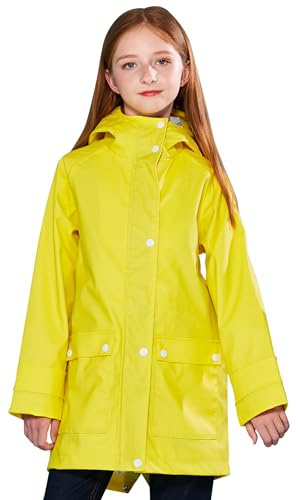 SOLOCOTE Veste de pluie pour enfants avec capuche imperméable et coupe-vent sac à dos en caoutchouc doublé pour filles et garçons