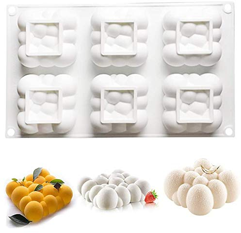 OCPO KITCHEN Moule en Silicone en Forme de Nuage pour Faire Gâteaux, Desserts, Pâtisseries, Crème Glacée, Pudding, Gelée, Décoration de Gâteau, sans BPA (6 cavités)