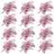 12 stücke Glitter weihnachtsstern künstliche weihnachtsstern künstliche weihnachtsbaumschmuck Ornamente (rosa)
