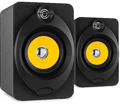 Vonyx XP50 Monitores Activos de Estudio - Set de Altavoces de 5,25 y 100 Watts de Potencia con conexión inalámbrica Bluetooth y Puerto USB para reproducción de MP3. Home Studio, PC, Mac y TV.