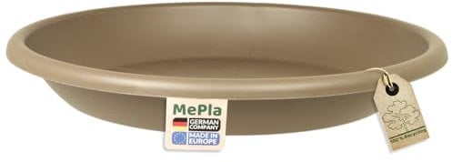 MePla Blumentopf-Untersetzer für Pflanzkübel Cilindro - runder Kunststoff-Unterteller - wetterfestes Pflanzgefäß - UV-beständig - Ø 34 cm (Innen: ø 25 cm) - Taupe