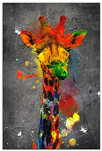 decomonkey - Impression sur Toile Animau Abstrait 40x60 1 Pièce - Tableau Décoration Appartement Déco Salon Peinture sur Toile Abstraction coloré moderne texture fond animaux girafes adolescent