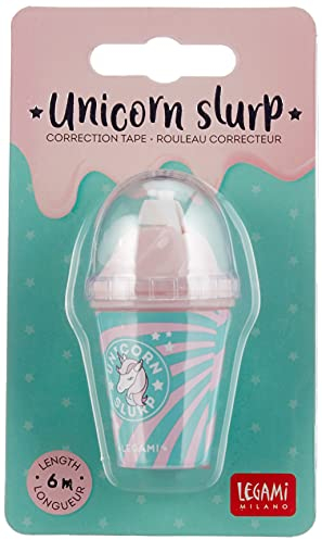 Legami - Korrekturband, hochdeckend, sofort wiederbeschreibbar, aus Kunststoff, Durchmesser 3 cm Höhe 6,5 cm, Unicorn Slurp, 1 Stück (1er Pack)