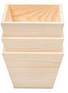 duston Lot de 3 pots de fleurs en bois 17 x 16 x 12 cm