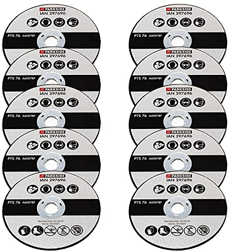 Parkside Schleifscheiben-Set 10x Trennschreibe für Winkelschleifer PWSA 12 B1, Metall, Stein, Holz, Kunststoff, Fliesen, Nicht-Metalle (NE-Metalle), Aluminiumoxid, Grau