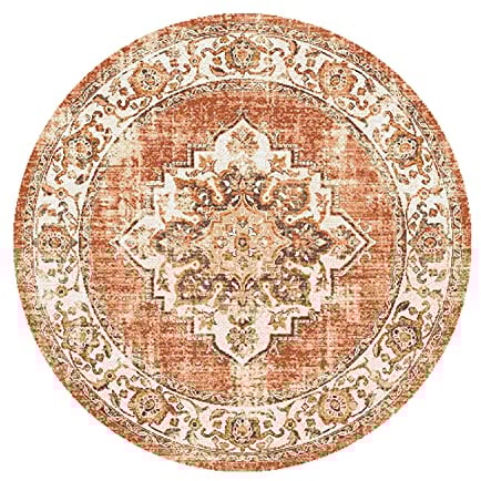 FRAAI | Home & Living Teppich Vintage Rund - Spring Medaillon Terracotta Creme - Polypropylen - Kurzflor - Vintage - Boho, Orientalisch - Wohnzimmer, Esszimmer, Schlafzimmer - Carpet