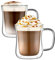Ehugos Doppelwandige Kaffeetasse aus klarem Glas, 2 Stück, 350 ml, Espressotasse mit Griff, 2 Stück, doppelt isolierte Tasse für Bier, Träne, Cappuccino, Latte und andere