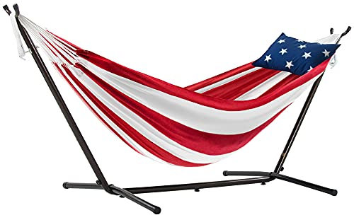 Vivere UHSDO9-50 Hamac avec support, rouge, blanc, bleu